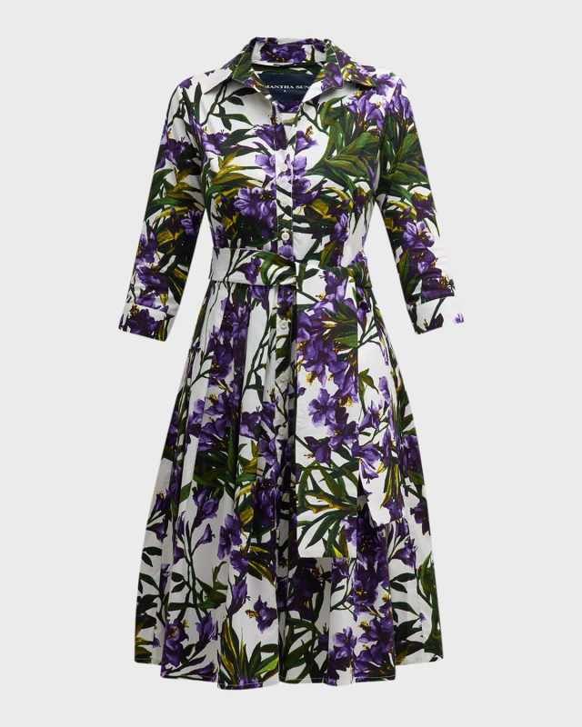 Audrey 1 Belted Floral-Print Cotton Midi Dress